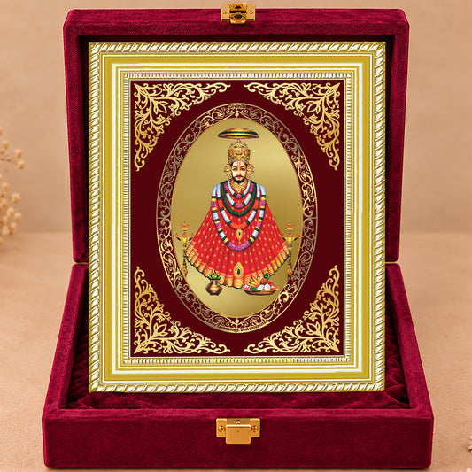 24K Gold-Plated Khatu Shyam Frame | Premium Gift Box | 35x27 CM