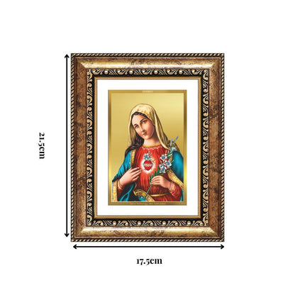 Diviniti 24K Gold Plated Mother Mary (Classic) Divine Wall and Table Top Frame for Home Mandir & Office Decor | Luxury Spiritual Gift