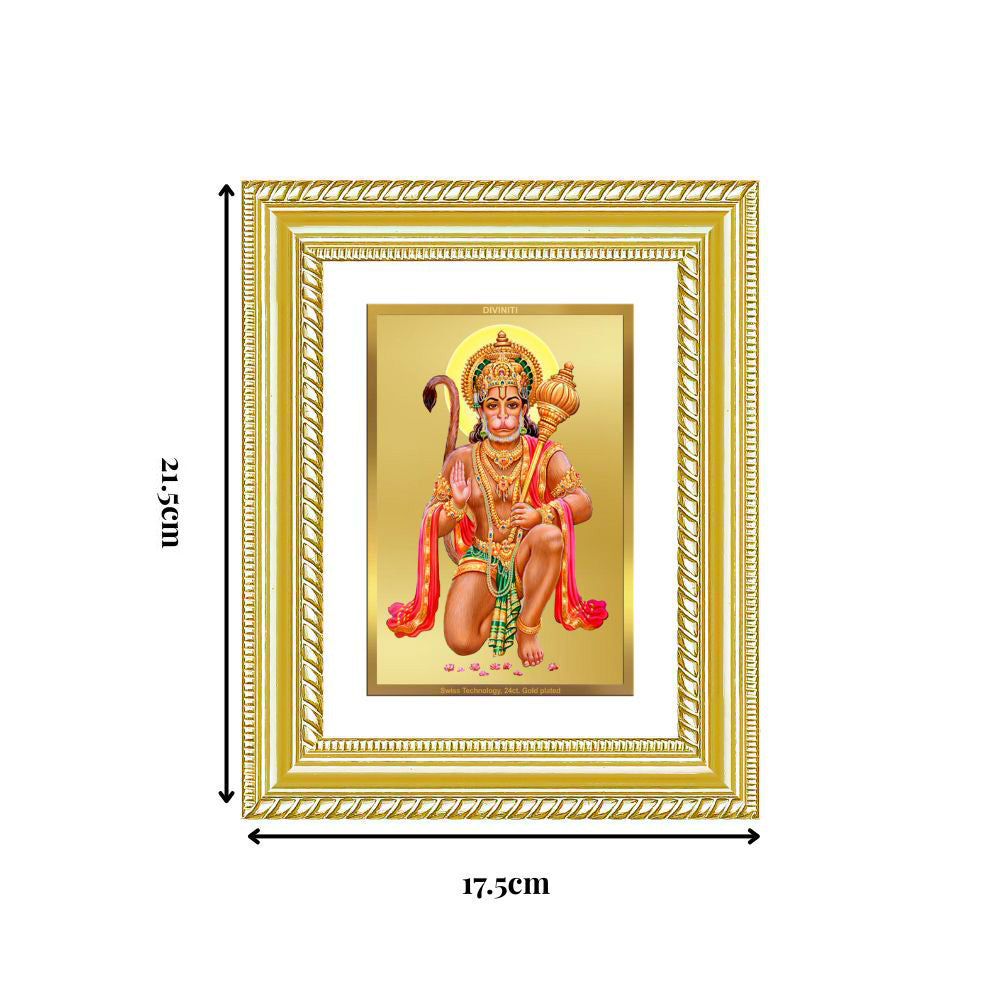 Diviniti 24K Gold Plated Hanuman With Blessings (Classic) Divine Wall and Table Top Frame for Home Mandir & Office Decor | Luxury Spiritual Gift