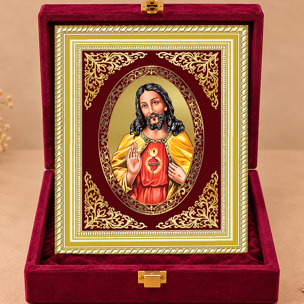 24K Gold-Plated Jesus Christ Frame | Premium Gift Box | 27x35 CM