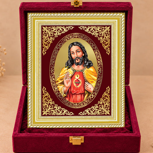 24K Gold-Plated Jesus Christ Frame | Premium Gift Box | 27x35 CM