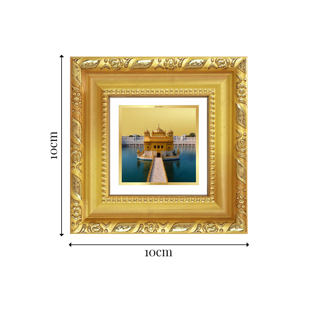 Diviniti Sachkhand Shri Darbar Sahib (Golden Temple) Tabletop Photo Frame in 24K Gold Plated Foil – Peace, Faith & Divine Harmony – DG103S1A (10x10 CM)