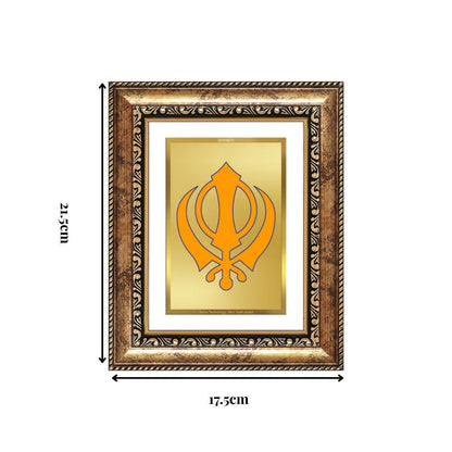 Diviniti 24K Gold Plated Khanda Sahib (Classic) Divine Wall and Table Top Frame for Home Mandir & Office Decor | Luxury Spiritual Gift