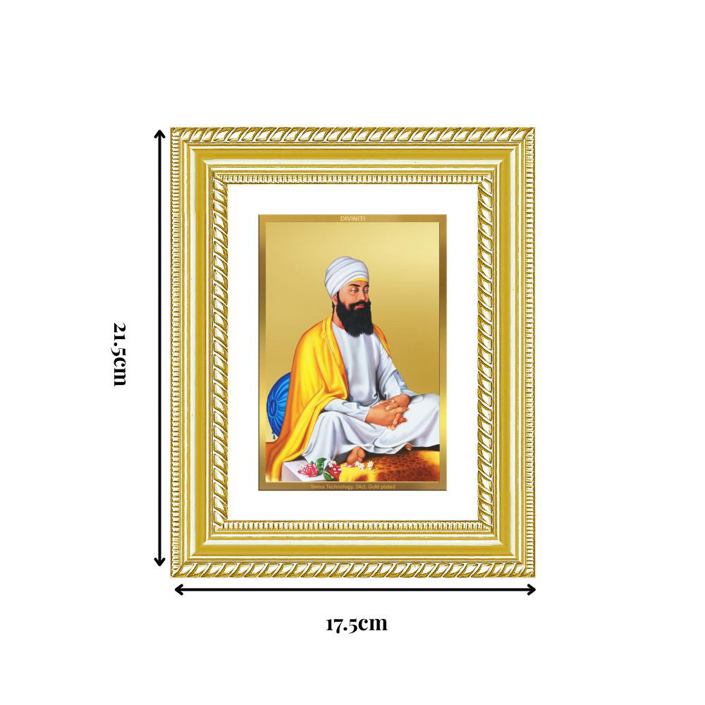 Diviniti 24K Gold Plated Guru Tegh Bahadur Sahib Ji (Classic) Sacred Sikh Wall and Table Top Frame for Home Decor & Office Ambiance | Premium Spiritual Gift