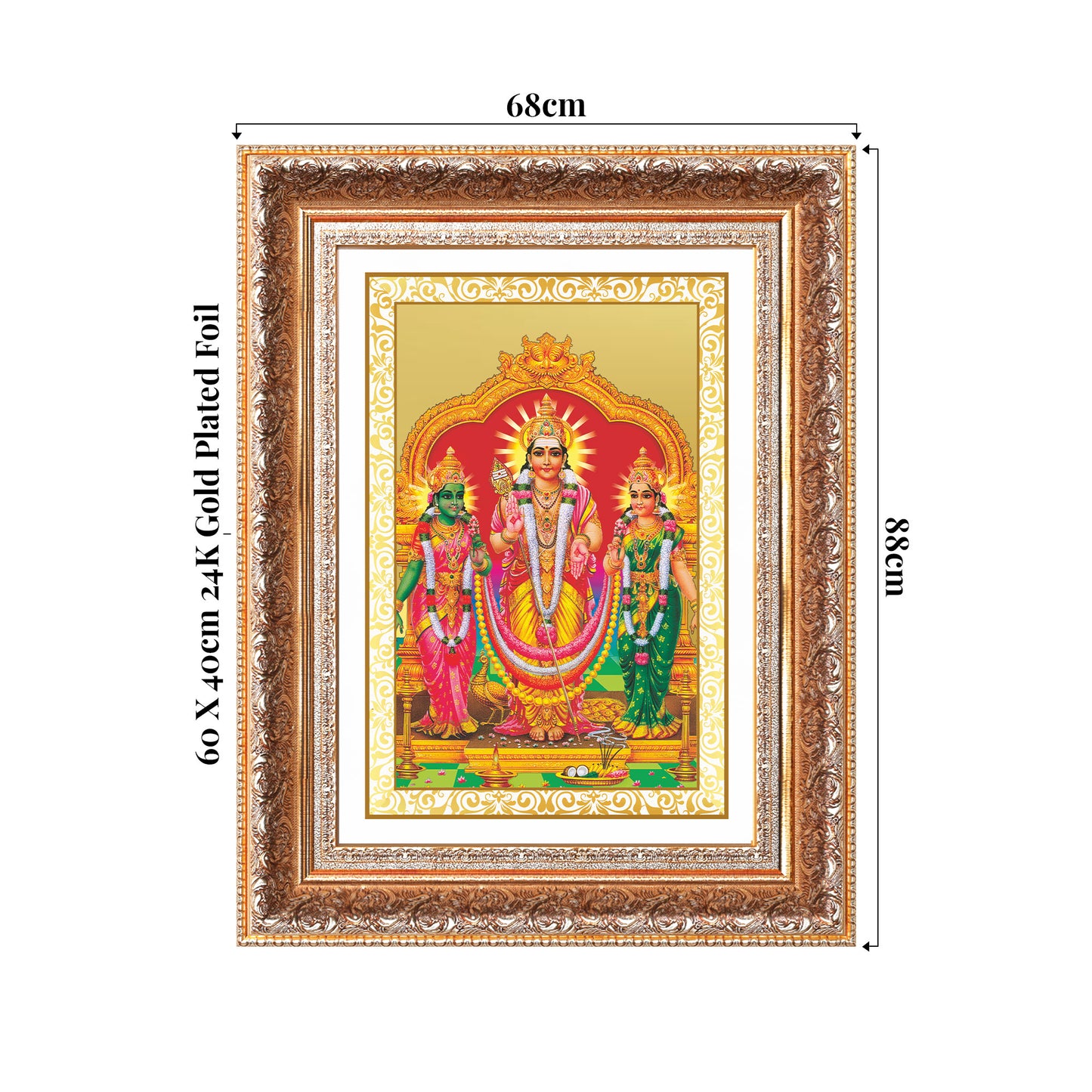 Lord Murugan with Valli | Divine Union Wall Photo Frame in 24K Gold Plated Foil