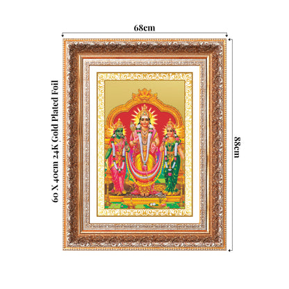 Lord Murugan with Valli | Divine Union Wall Photo Frame in 24K Gold Plated Foil