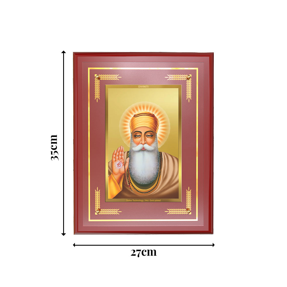 Diviniti 24K Gold Plated Guru Nanak Dev Ji Blessing Tabletop Photo Frame | Peace, Wisdom & Divine Grace