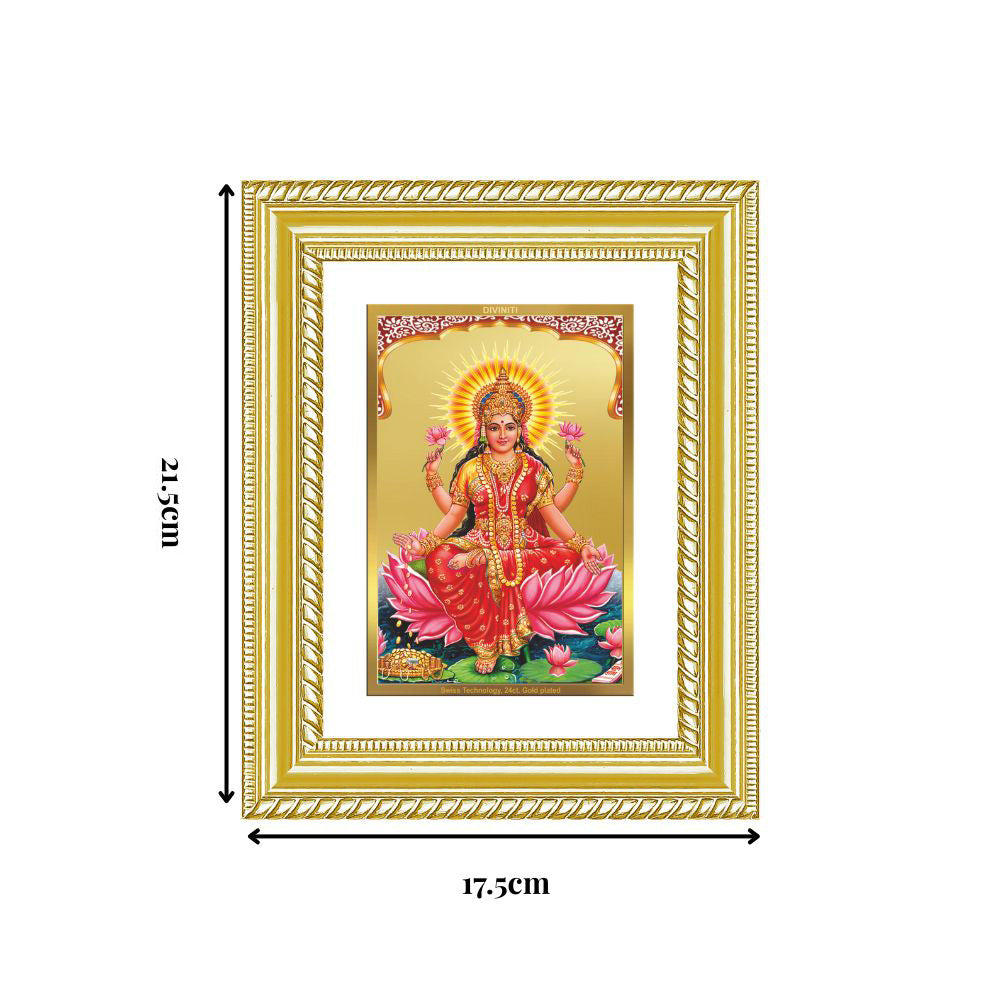 Diviniti 24K Gold Plated Lakshmi (Classic) Divine Wall and Table Top Frame for Home Mandir & Office Decor | Luxury Spiritual Gift