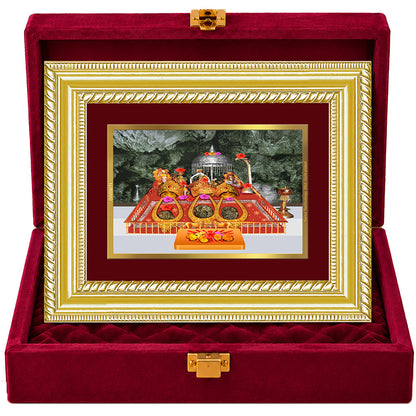 24K Gold-Plated Vaishno Devi Darbar Frame | Premium Gift Box | 21.5x17.5 CM