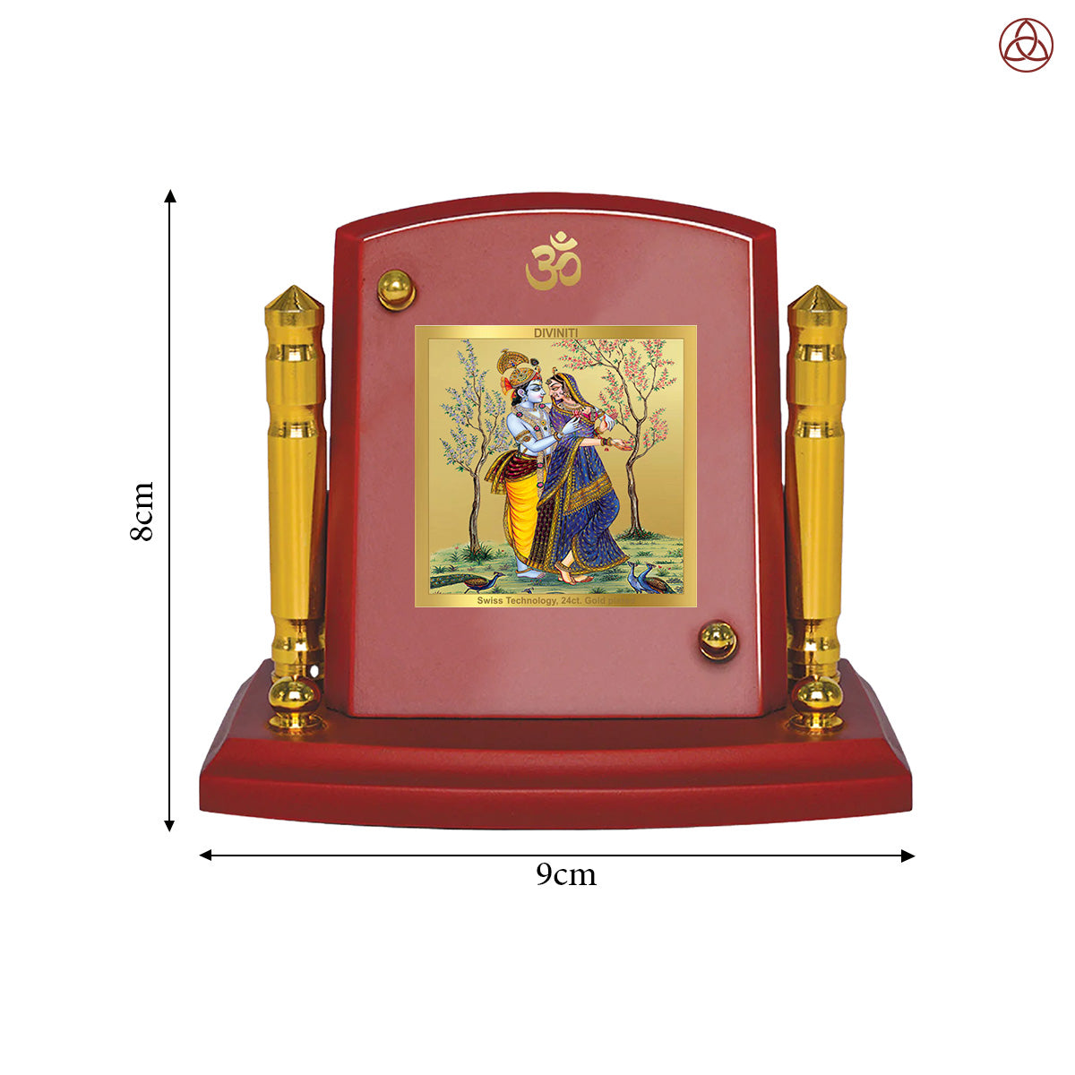 Radha Krishna | Divine Lord Radha and Krishna Car Dashboard & Tabletop Photo Frame in 24K Gold Plated Foil