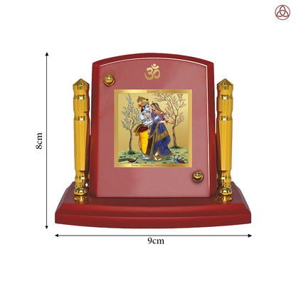 Radha Krishna | Divine Lord Radha and Krishna Car Dashboard & Tabletop Photo Frame in 24K Gold Plated Foil