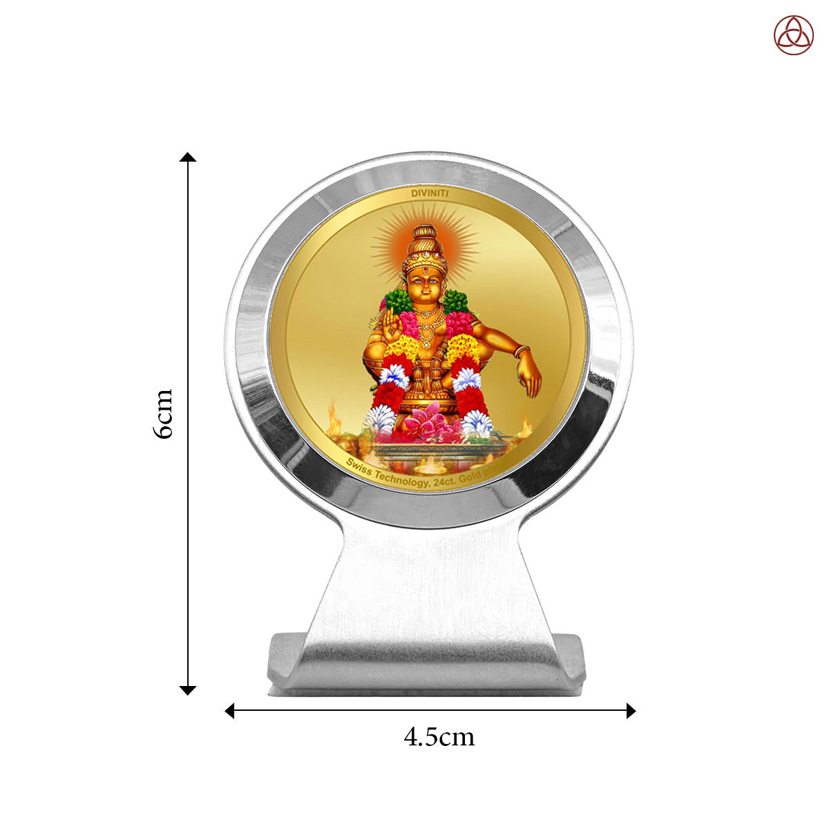Ayyappan | Divine Lord Ayyappa Car Dashboard & Tabletop Photo Frame in 24K Gold Plated Foil