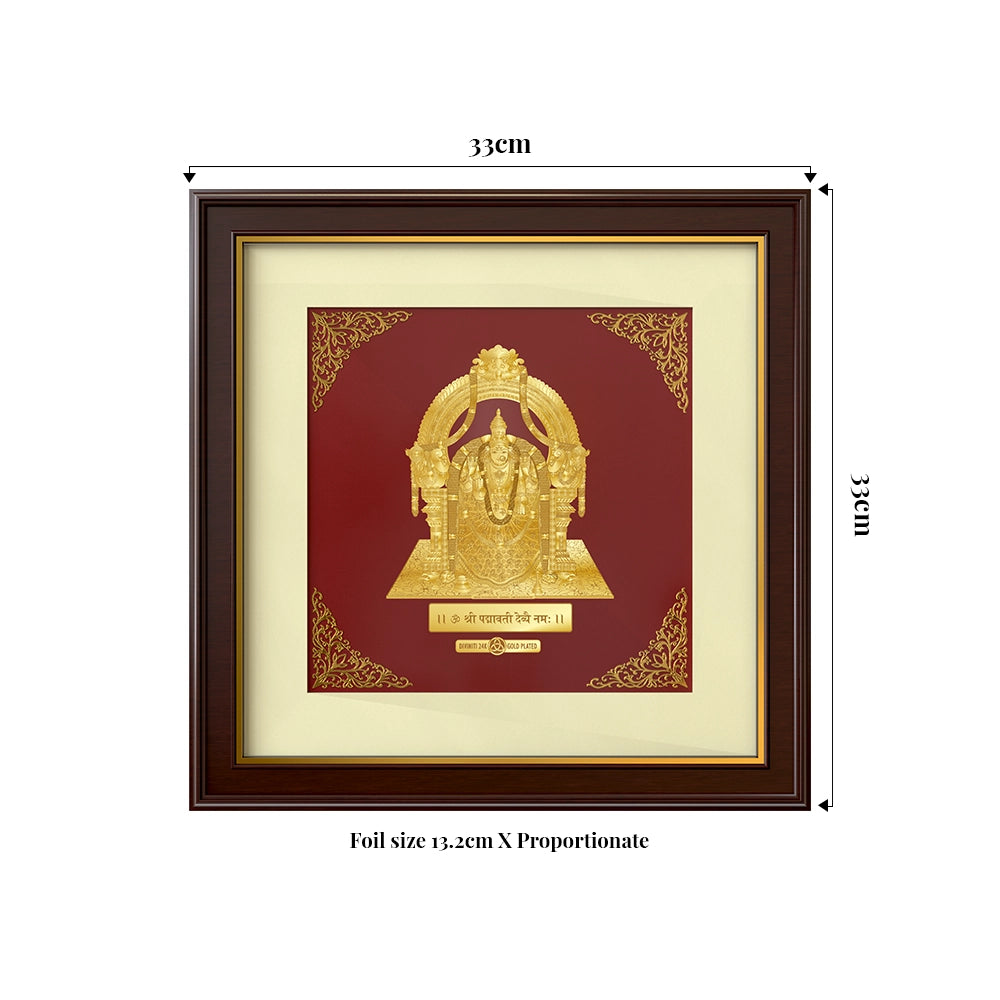 Goddess Padmavati | Sacred Grace and Abundance Gold on Gold Wall Hanging Frame in 24K Gold Plated Foil