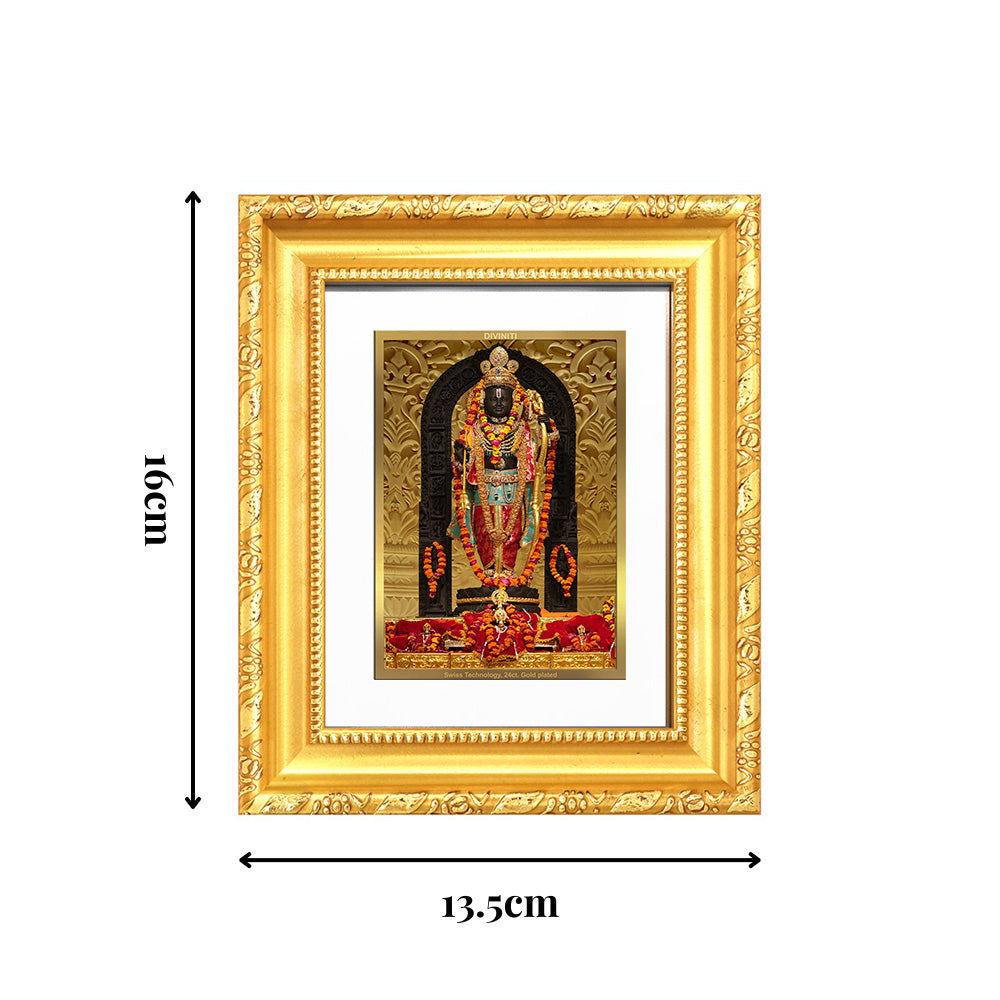 Diviniti 24K Gold Plated Ram Lalla |Divine Table Top Frame for Home Mandir & Office Decor | Luxury Spiritual Gift