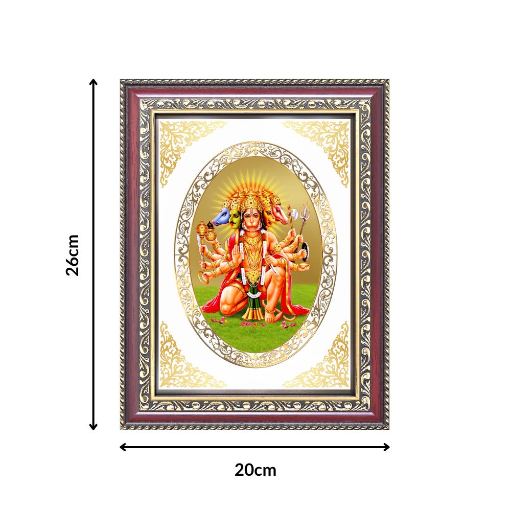 Panchmukhi Hanuman | Divine Protection Wall & Tabletop Royal Photo Frame in 24K Gold Plated Foil