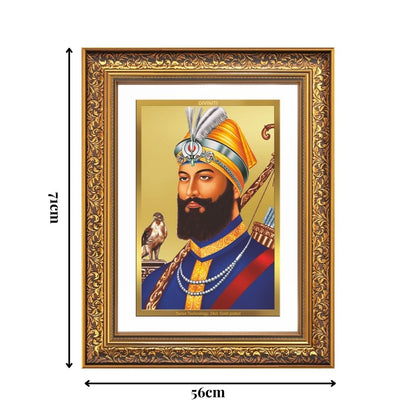 Diviniti 24K Gold Plated Guru Gobind Singh Ji (Classic) Sacred Sikh Wall Frame for Home Decor & Office Ambiance | Premium Spiritual Gift