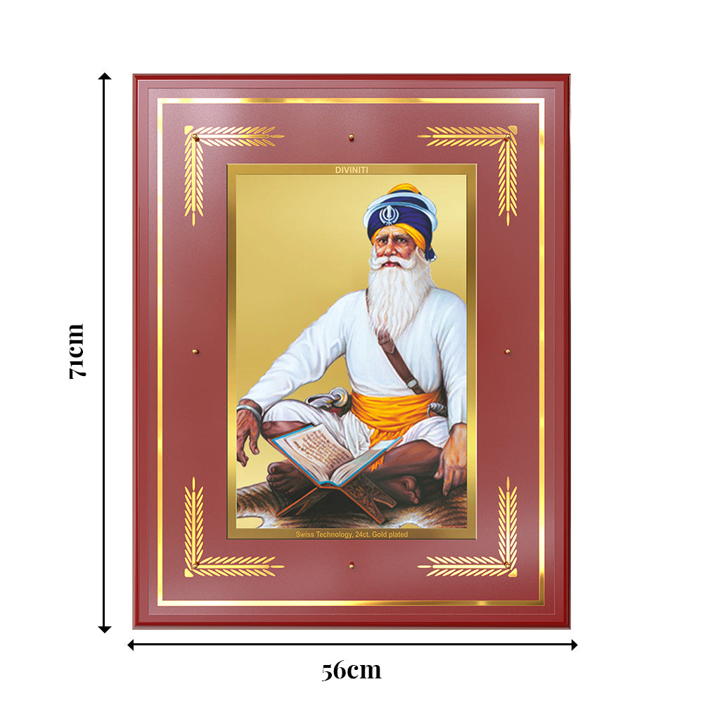 Baba Deep Singh Ji Wall Photo Frame in 24K Gold Plated Foil | Courage, Sacrifice & Divine Strength
