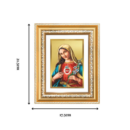 Diviniti 24K Gold Plated Mother Mary (Classic) Divine Wall and Table Top Frame for Home Mandir & Office Decor | Luxury Spiritual Gift