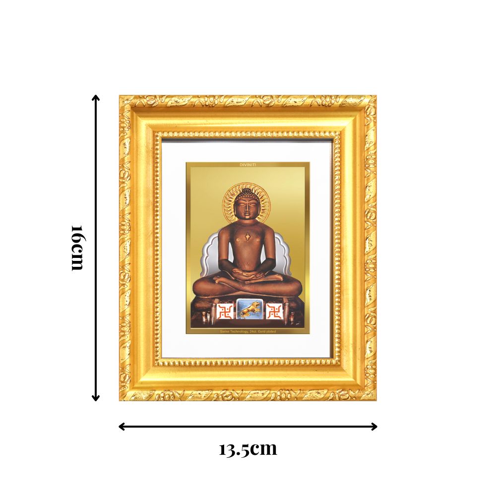 Diviniti 24K Gold Plated Mahavir |Divine Table Top Frame for Home Mandir & Office Decor | Luxury Spiritual Gift