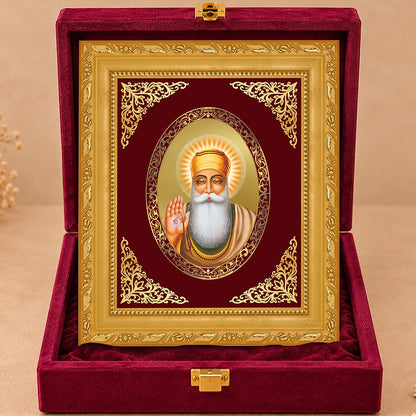 24K Gold-Plated Guru Nanak Dev Ji BG Frame | Premium Gift Box | 16 X 13.5 CM