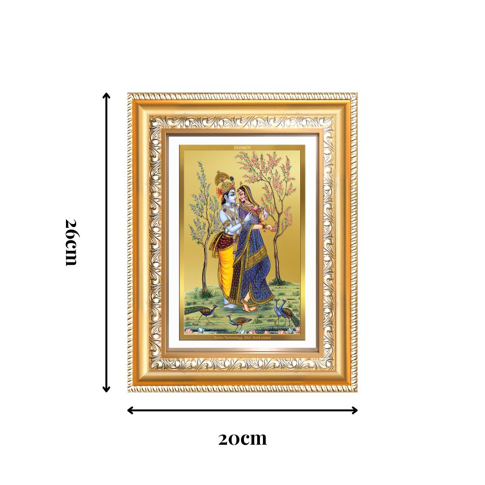 Diviniti 24K Gold Plated Radha Krishna (Classic) Divine Wall Frame for Home Mandir & Office Decor | Luxury Spiritual Gift