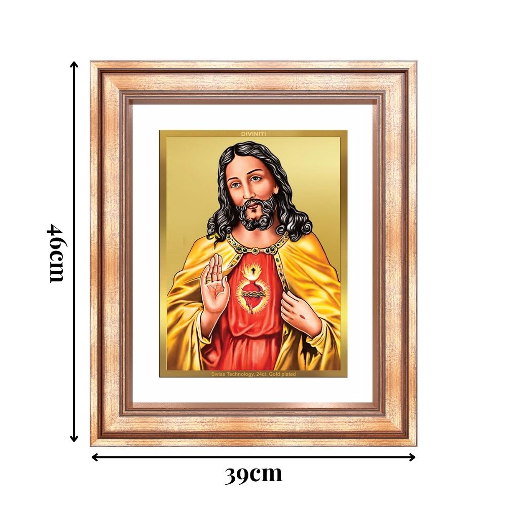Diviniti 24K Gold Plated Jesus Christ (Classic) Divine Wall Frame for Home Mandir & Office Decor | Luxury Spiritual Gift