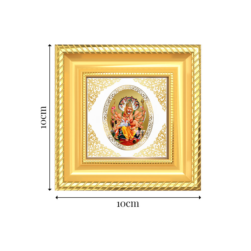 Lord Narasimha | Divine Vishnu Avatar Royal Tabletop Photo Frame in 24K Gold Plated Foil