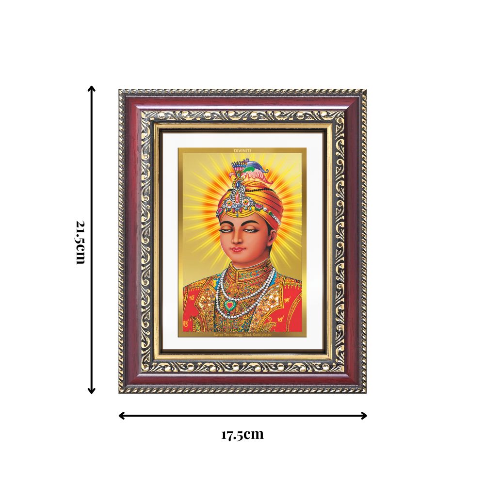 Diviniti 24K Gold Plated Guru Harkrishan Sahib Ji (Classic) Sacred Sikh Wall and Table Top Frame for Home Decor & Office Ambiance | Premium Spiritual Gift