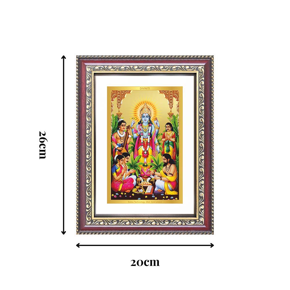 Diviniti 24K Gold Plated Satyanarayan (Classic) Divine Wall Frame for Home Mandir & Office Decor | Luxury Spiritual Gift