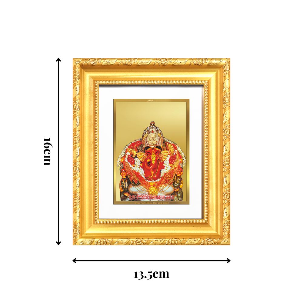 Diviniti 24K Gold Plated Siddhi Vinayak |Divine Table Top Frame for Home Mandir & Office Decor | Luxury Spiritual Gift