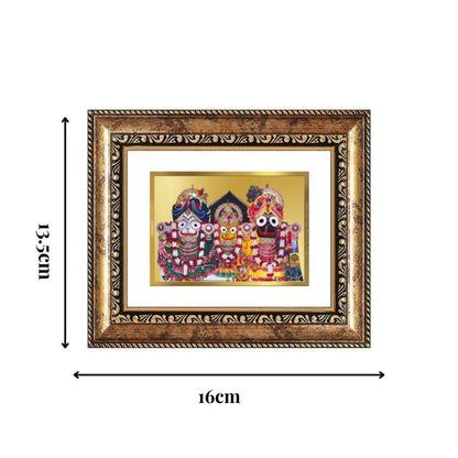 Diviniti 24K Gold Plated Jagannath Subhadra Balabhadra Divine Table Top Frame for Home Mandir & Office Decor | Luxury Spiritual Gift