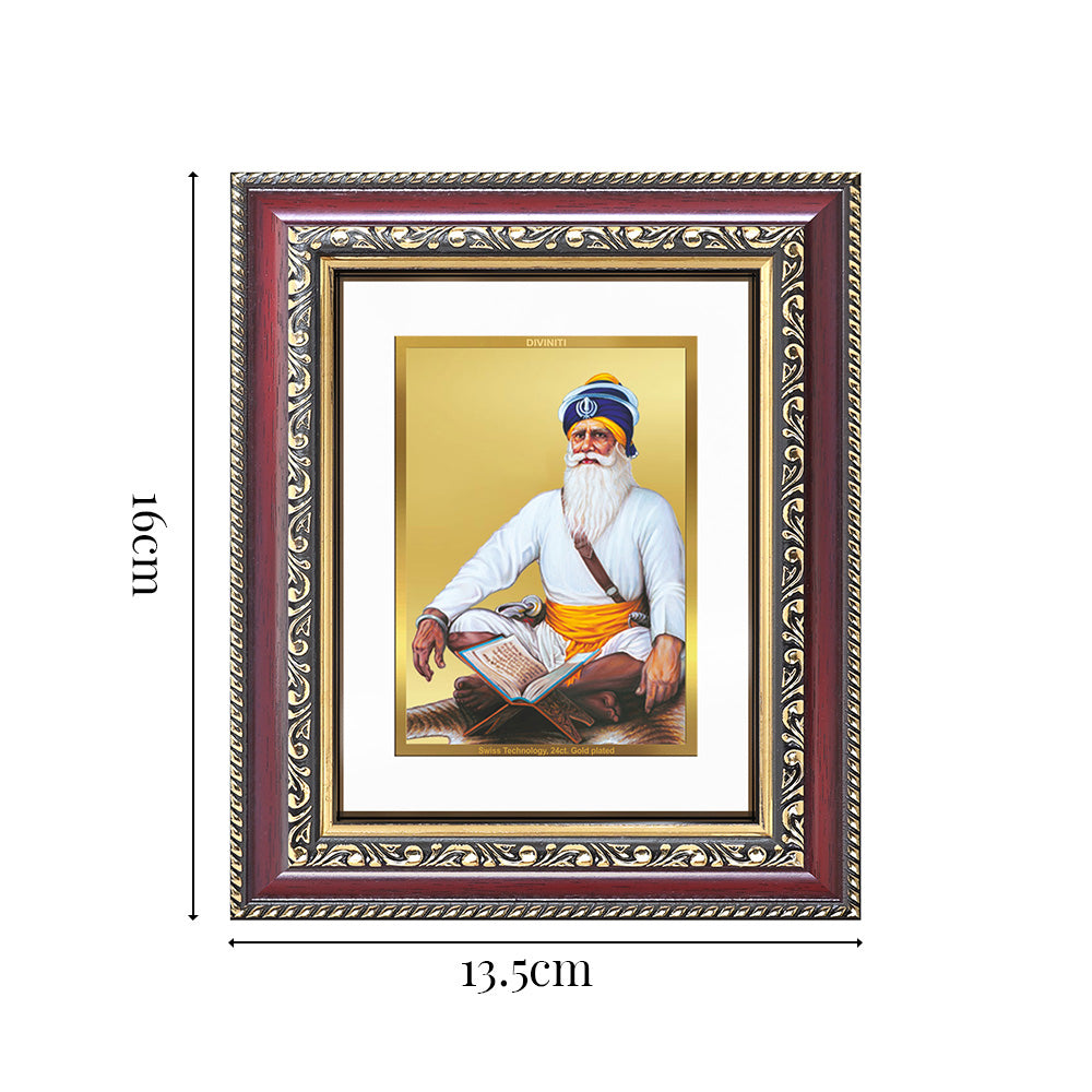 Diviniti 24K Gold Plated Baba Deep Singh Sacred Sikh Table Top Frame for Home Decor & Office Ambiance | Premium Spiritual Gift