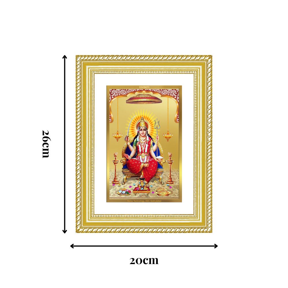 Diviniti 24K Gold Plated Santoshi Mata (Classic) Divine Wall Frame for Home Mandir & Office Decor | Luxury Spiritual Gift