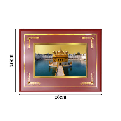 Sachkhand Shri Darbar Sahib Ji | Golden Temple | Sacred Sikh Shrine Wall and Tabletop Photo Frame in 24K Gold Plated Foil