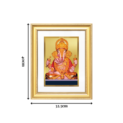 Diviniti 24K Gold Plated Dagadu Ganesha (Classic) Divine Wall Frame for Home Mandir & Office Decor | Luxury Spiritual Gift