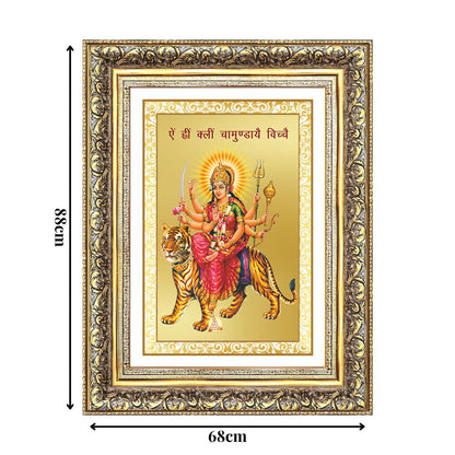 Diviniti 24K Gold Plated Durga With Mantra (Classic) Divine Wall Frame for Home Mandir & Office Decor | Luxury Spiritual Gift