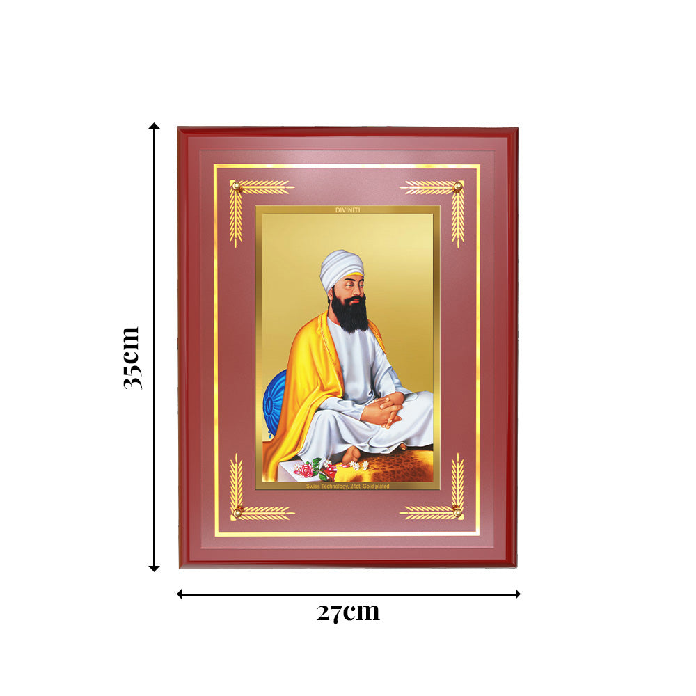 Diviniti 24K Gold Plated Guru Tegh Bahadur Sahib Ji Blessing Tabletop Photo Frame | Courage, Sacrifice & Divine Grace