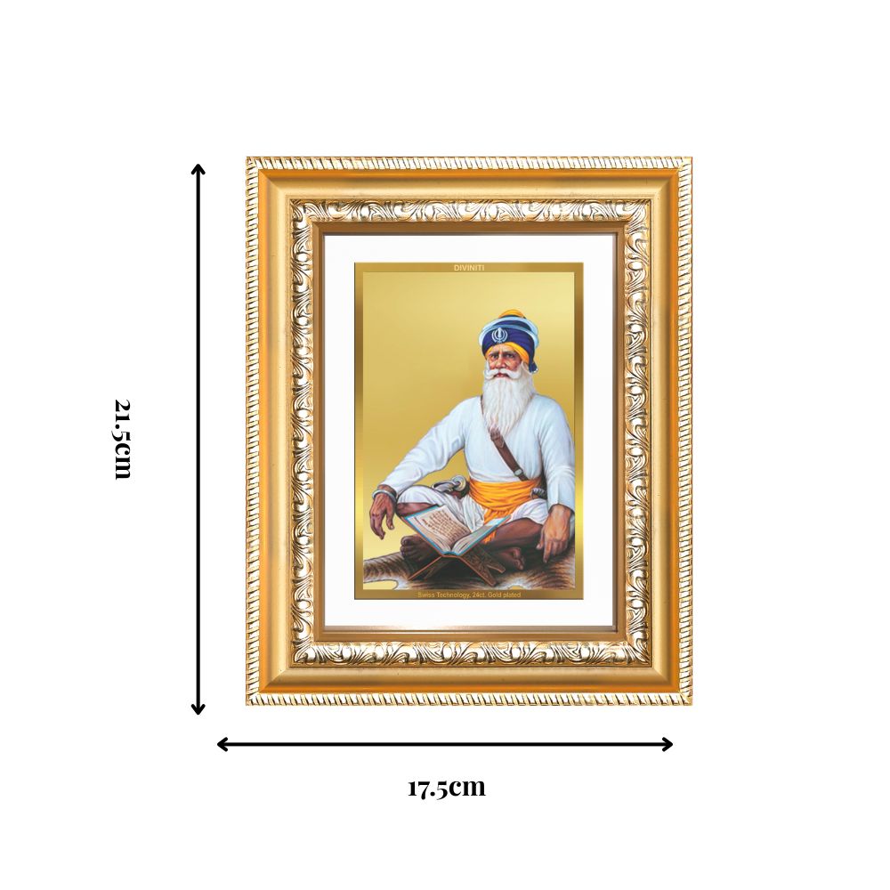 Diviniti 24K Gold Plated Baba Deep Singh Sacred Sikh Wall and Table Top Frame for Home Decor & Office Ambiance | Premium Spiritual Gift