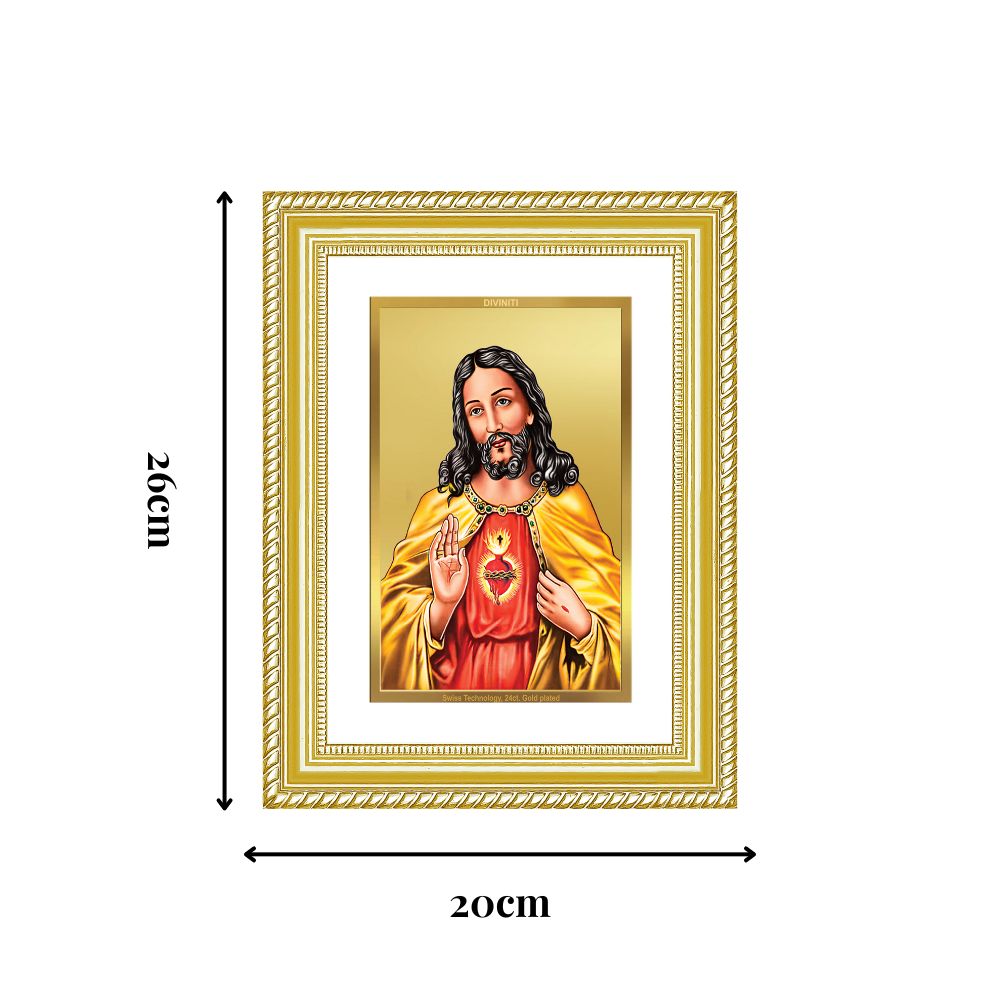 Diviniti 24K Gold Plated Jesus Christ (Classic) Divine Wall Frame for Home Mandir & Office Decor | Luxury Spiritual Gift