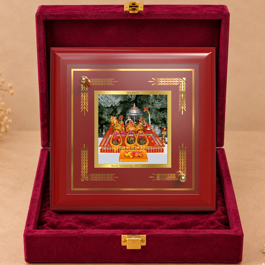 24K Gold-Plated Vaishno Devi Mata Darbar MDF Frame | Premium Gift Box | 10x10 CM