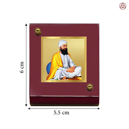 Guru Tegh Bahadar Ji | Divine Sikh Guru Car Dashboard & Tabletop Photo Frame in 24K Gold Plated Foil
