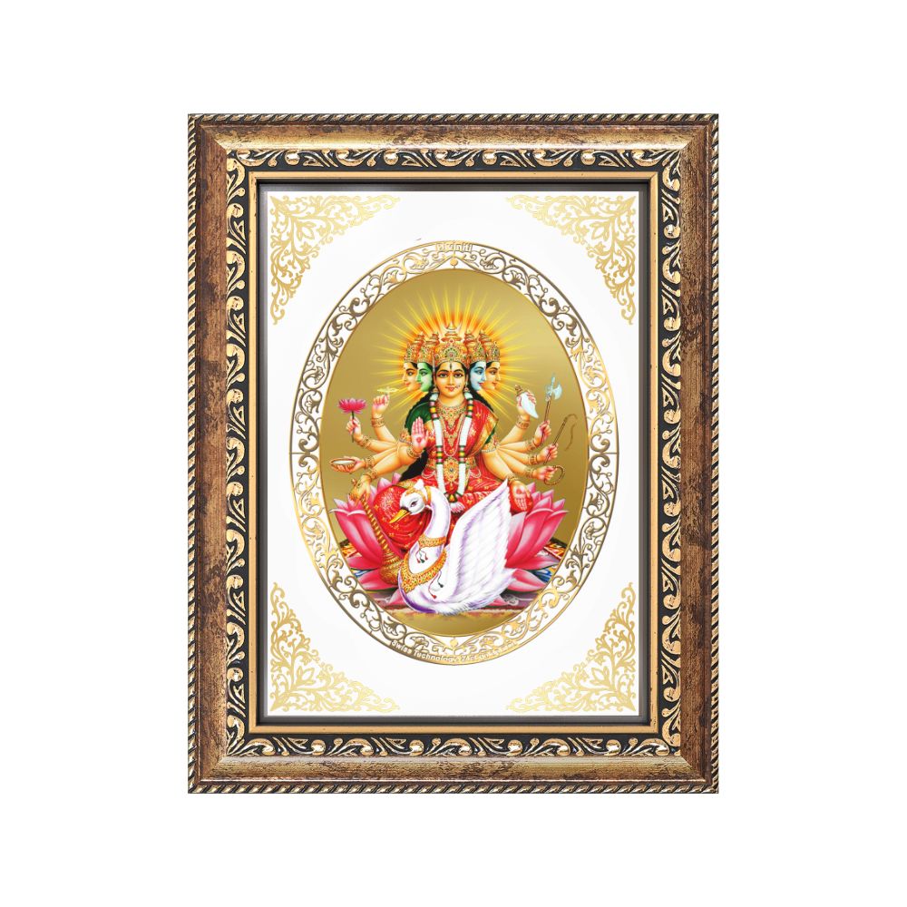 Gayatri Maa | Divine Wall & Tabletop Royal Photo Frame in 24K Gold Plated Foil