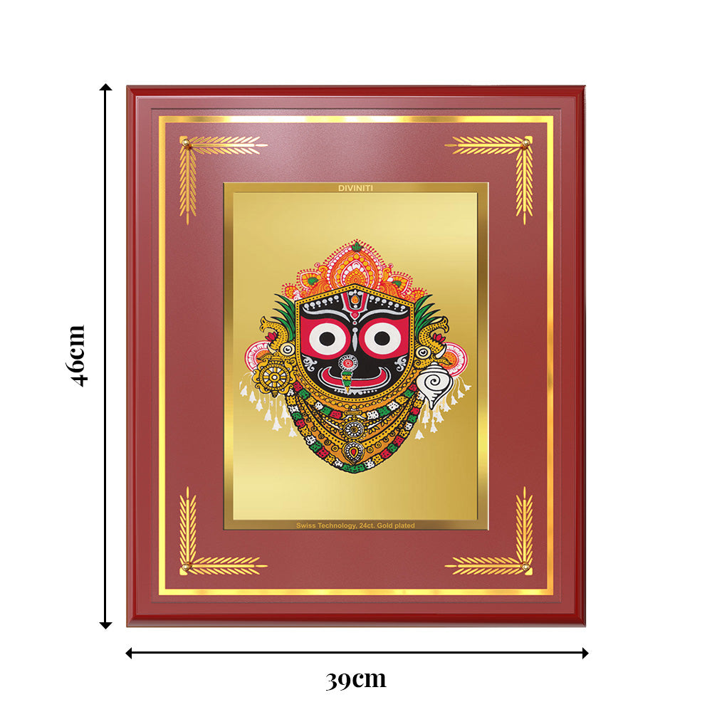 Diviniti Shree Jagannath Wall Photo Frame in 24K Gold Plated Foil – Divine Protection, Faith & Spiritual Bliss