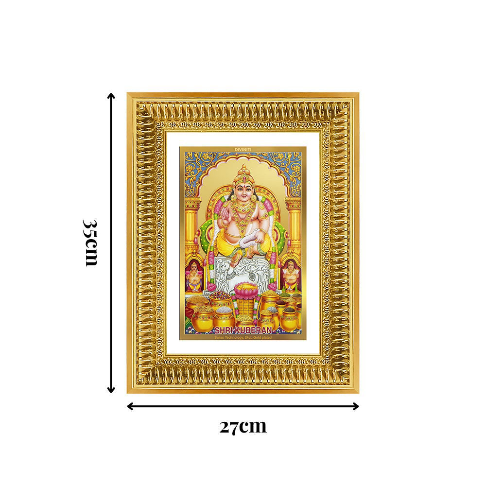 Diviniti 24K Gold Plated Kuber (Classic) Divine Wall Frame for Home Mandir & Office Decor | Luxury Spiritual Gift