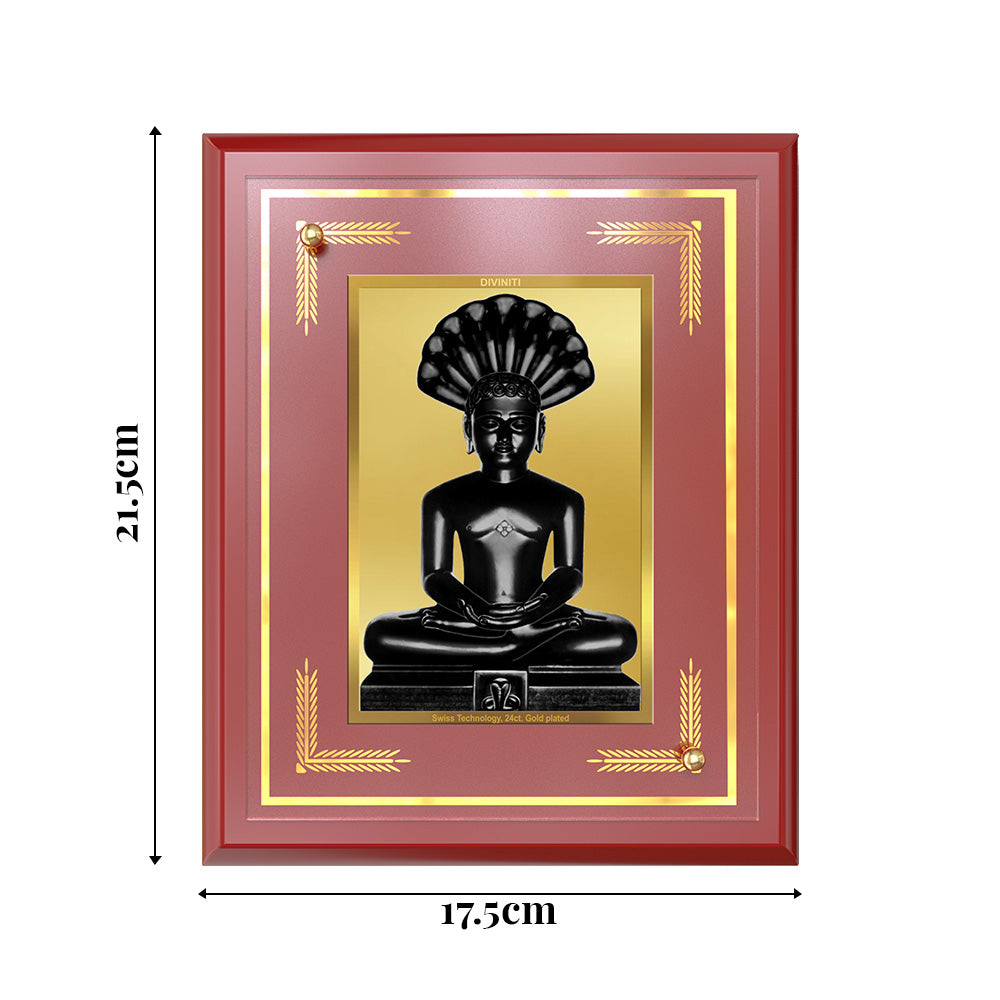 Diviniti 24K Gold Plated Lord Parshvanath Blessing Tabletop Photo Frame | Peace, Protection & Spiritual Grace