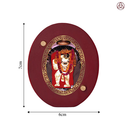 Mehandipur Balaji Car Dashboard & Tabletop Photo Frame, 24K gold-plated, 7x6 cm, intricate design.