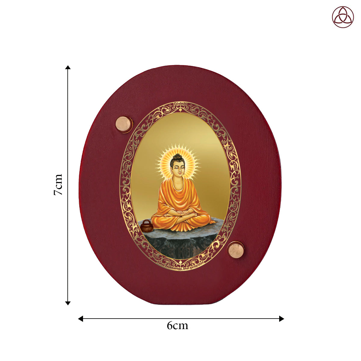 Buddha Car Dashboard & Tabletop Photo Frame, 24K gold-plated, 7x6 cm, intricate design.