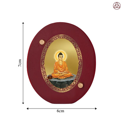Buddha Car Dashboard & Tabletop Photo Frame, 24K gold-plated, 7x6 cm, intricate design.