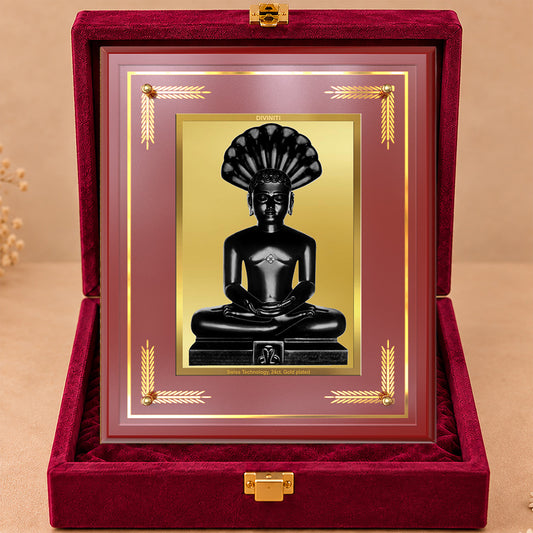 24K Gold-Plated Parshwanath Ji MDF Frame | Premium Gift Box | 27x35 CM
