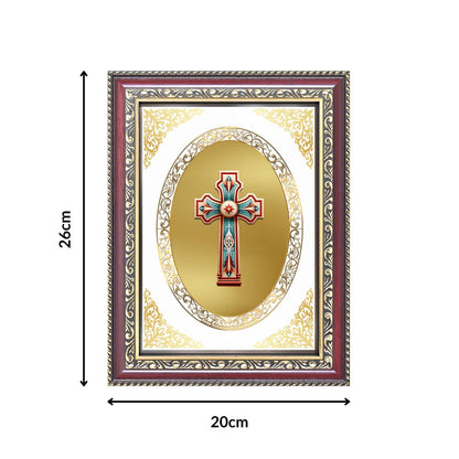 Holy Cross | Christian Sacred Wall & Tabletop Royal Photo Frame in 24K Gold Plated Foil